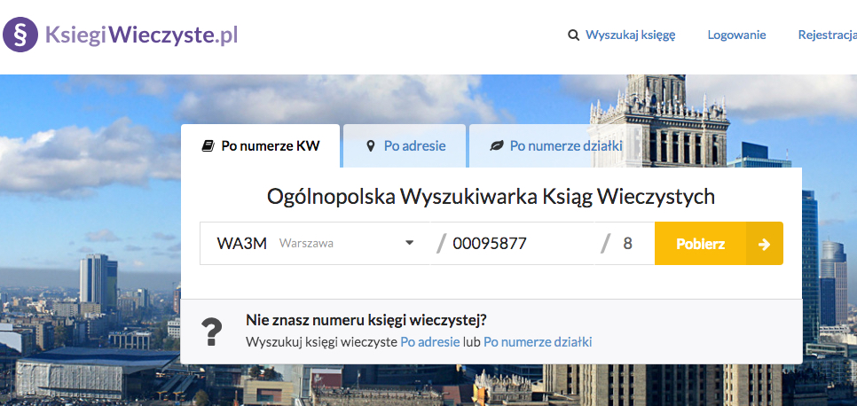 Ksiegiwieczyste.pl - bezpłatne wyszukiwanie po numerze KW.